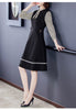 Only Plus Autumn Office Lady Slim Black Dress Women Mid-Length A-line Patchwork Print Dresses Lantern Sleeve Elegant Vestido