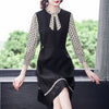 Only Plus Autumn Office Lady Slim Black Dress Women Mid-Length A-line Patchwork Print Dresses Lantern Sleeve Elegant Vestido