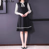 Only Plus Autumn Office Lady Slim Black Dress Women Mid-Length A-line Patchwork Print Dresses Lantern Sleeve Elegant Vestido