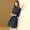 Only Plus Blue Plaid Woolen Slim Dress Winter Women Half-high Collar A-line Office Lady Dresses Elegant Casual Vestidos