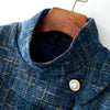 Only Plus Blue Plaid Woolen Slim Dress Winter Women Half-high Collar A-line Office Lady Dresses Elegant Casual Vestidos