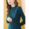Only Plus Deep Green Patchwork Knitted Shirt Dress A-Line Stripe Hem Winter Office Lady Female 2022 Pearl Style Vestidos