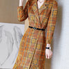 Only Plus Fishtail Plaid Print Dress Women Autumn  Long Ruffle Dresses With Belt Double Breasted Casual Office Lady Vestidos