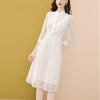 Only Plus White Lace Dress Women Autumn Elegant Long-sleeved Slim Solid Single Breasted Dresses Party Holiday Vestidos