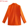 Orange Elegant Blazers Chic Street Double Breasted Official Lady Spring Autumn Woman Female Outwears FP To Love