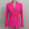 Orange Fushia Rose Blazer Women Office Ladies Gold Double Breasted Buttons Rose Pink Autumn Women's  Blazers Jacket