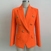 Orange Fushia Rose Blazer Women Office Ladies Gold Double Breasted Buttons Rose Pink Autumn Women's  Blazers Jacket