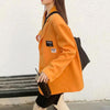 Orange Oversize Blazer Women 2022 Autumn Loose Wide Shoulder Suit Coats Casual Black Label Blazers Female