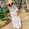 Ordifree 2023 Boho Women Maxi Party Dress Single Breasted Sexy White Lace Cotton Tunic Long Beach Dress Summer Vocation