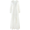 Ordifree 2023 Boho Women Maxi Party Dress Single Breasted Sexy White Lace Cotton Tunic Long Beach Dress Summer Vocation