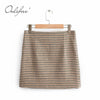 Ordifree 2023 Spring Autumn 2 Piece Set Women Plaid Blazer Suit Jacket Mini Skirt Blazer and Skirt Set