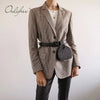 Ordifree 2023 Spring Autumn 2 Piece Set Women Plaid Blazer Suit Jacket Mini Skirt Blazer and Skirt Set