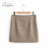 Ordifree 2023 Spring Autumn 2 Piece Set Women Plaid Blazer Suit Jacket Mini Skirt Blazer and Skirt Set