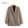 Ordifree 2023 Spring Autumn 2 Piece Set Women Plaid Blazer Suit Jacket Mini Skirt Blazer and Skirt Set