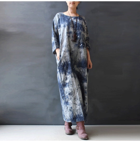Original design vintage fluid one-piece dress chinese national style trend women's ink dress 1547