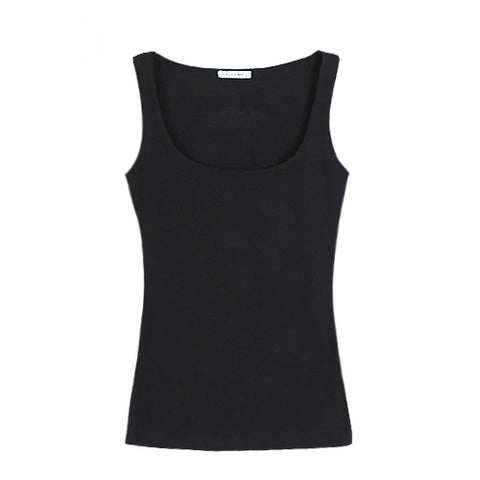 Summer Sexy Low-cut Basic T-shirts Tank Top Solid Cotton Self-cultivati Sleeveless Camisole Tops Women's Vest 2090