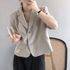 Oversize Blazers Women Solid Office Lady Chic Summer Single Breasted Casual Popular Crops Basic Ulzzang Notched Outwear