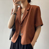 Oversize Blazers Women Solid Office Lady Chic Summer Single Breasted Casual Popular Crops Basic Ulzzang Notched Outwear