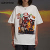 Oversize Streetwear T Shirt Hip Hop Fire Flame Car Print T-Shirt Harajuku Casual Loose Tshirt 2023 Summer Short Sleeve Tshirt