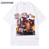 Oversize Streetwear T Shirt Hip Hop Fire Flame Car Print T-Shirt Harajuku Casual Loose Tshirt 2023 Summer Short Sleeve Tshirt