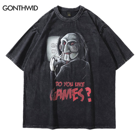 Oversize Streetwear Tshirt Hip Hop Vintage Letter Print Punk Gothic Rock T-Shirt 2023 Harajuku Casual Cotton Short Sleeve Shirts