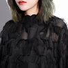 Oversize Summer Midi Dress 2023 Women Lace Tassel Dresses Long Sleeve Geometric Starts 1/2 Turtleneck Side Split Vestidos Mujer