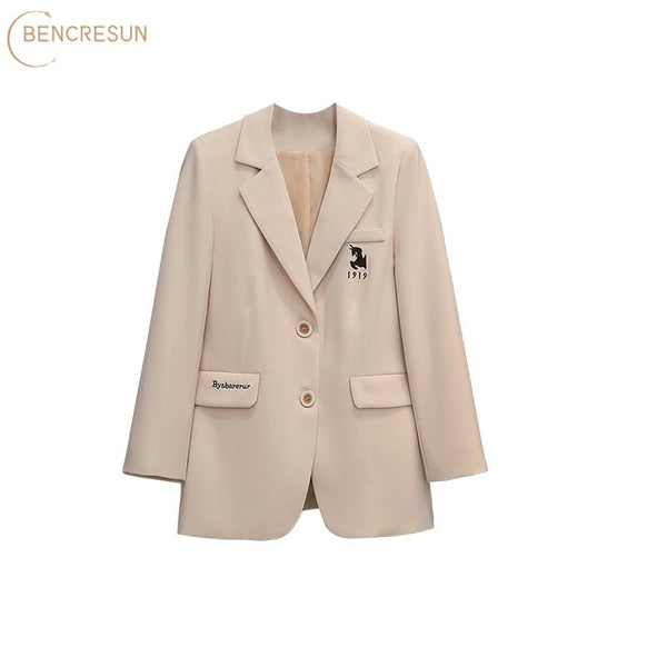 Oversize Women's Autumn Office Lady Coat Suit Jacket Slim Temperament High-level Sense of Fried Street Was Blazer Horse Printing