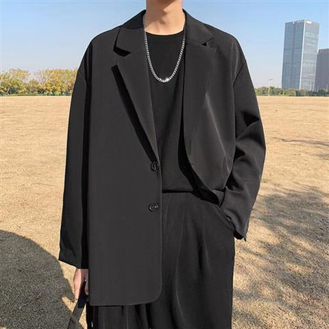Oversized 2022 Solid Color Lapel Blazer Women Elegant Vintage Casual Loose Temperament Coat Tide Suit Blazer Jacket Men