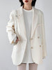 Oversized 2023 Double Breasted White Women's Blazers Pockets Female Formal Jackets Elegant Loose Outerwear Tops Spring Autumn