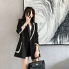 Oversized 4XL Offlce Lady Black White Spliced Design Button Mid-long Blazer Women Korean 2023 Slim Elegant Suit Coat