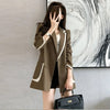 Oversized 4XL Offlce Lady Black White Spliced Design Button Mid-long Blazer Women Korean 2023 Slim Elegant Suit Coat
