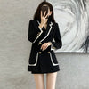 Oversized 4XL Offlce Lady Black White Spliced Design Button Mid-long Blazer Women Korean 2023 Slim Elegant Suit Coat