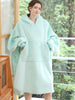Oversized Fleece Hoodies Sweatshirts with Sleeve Women Flannel Hoodie Blanket Female Plush Warm Giant TV Blanket Long Hoody Robe