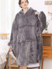 Oversized Fleece Hoodies Sweatshirts with Sleeve Women Flannel Hoodie Blanket Female Plush Warm Giant TV Blanket Long Hoody Robe