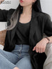 Oversized Summer Short Sleeve Blazer ZANZEA Women 2023 Office Lady Casual Solid Loose Button Up Tops Tunic Lapel  Neck Outwears