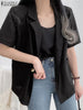Oversized Summer Short Sleeve Blazer ZANZEA Women 2023 Office Lady Casual Solid Loose Button Up Tops Tunic Lapel  Neck Outwears