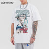 Oversized T Shirt Streetwear Men Harajuku Japanese Anime Girl Print Short Sleeve Tshirt Hip Hop Casual Loose Cotton T-Shirts Top