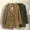 Oversized Women Fall British Retro Plaid Suit Loose Xl-5XL Female Office Blazers Large Double Breasted Vintage Coats