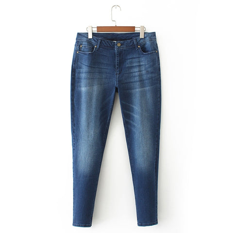 Oversized Women Jeans Casual High Waist Autumn Pant Slim Stretch Cotton Denim Trousers for Woman Blue Plus Size 5XL 6XL 7XL AH1