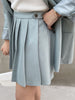 Oversized Women Sets Elegant Twill Solid Two Buttons Shoulder Pad Blazer High Waist Pleated Skirts Black