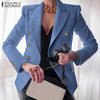 Oversized Women's Denim Blue Blazer ZANZEA 2022 Spring Autumn Office Lady Long Sleeve Coats Casual Solid Loose Outwears