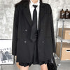 Overszied Black Blazer Jackets for Teenage Girls Trends Casual Clothing Womens Loose Fit Suit Tops Punk Style Streetwear