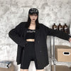 Overszied Black Blazer Jackets for Teenage Girls Trends Casual Clothing Womens Loose Fit Suit Tops Punk Style Streetwear