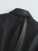 PAILETE Women 2023 faux leather double-breasted blazer coat vintage long sleeve pockets female outerwear chic tops