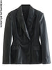 PAILETE Women 2023 faux leather double-breasted blazer coat vintage long sleeve pockets female outerwear chic tops