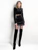 PB Chic Velvet Two Pieces Suit Polka Dot Long Sleeves Turn-down Collar Lace Splicing Celebrity Party Crop Tops Mini Skirt Set