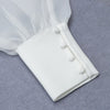 PB Chic White Two Pieces Suit Lantern Sleeves Stand Collar Celebrity Party Club Bandage Crop Tops Long Skirt Suit