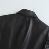 PB&ZA 2023 Autumn Women's Black Temperament All-match Imitation Leather Double-breasted Suit Jacket 3046573
