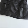 PB&ZA 2023 Autumn Women's Black Temperament All-match Imitation Leather Double-breasted Suit Jacket 3046573