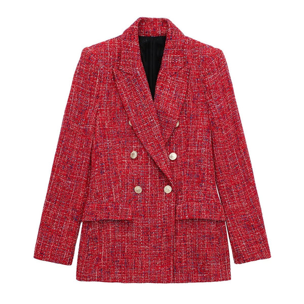 PB&ZA 2023 Autumn Women's Temperament Double-breasted Lapel Long-sleeved Casual Blazer 7553749